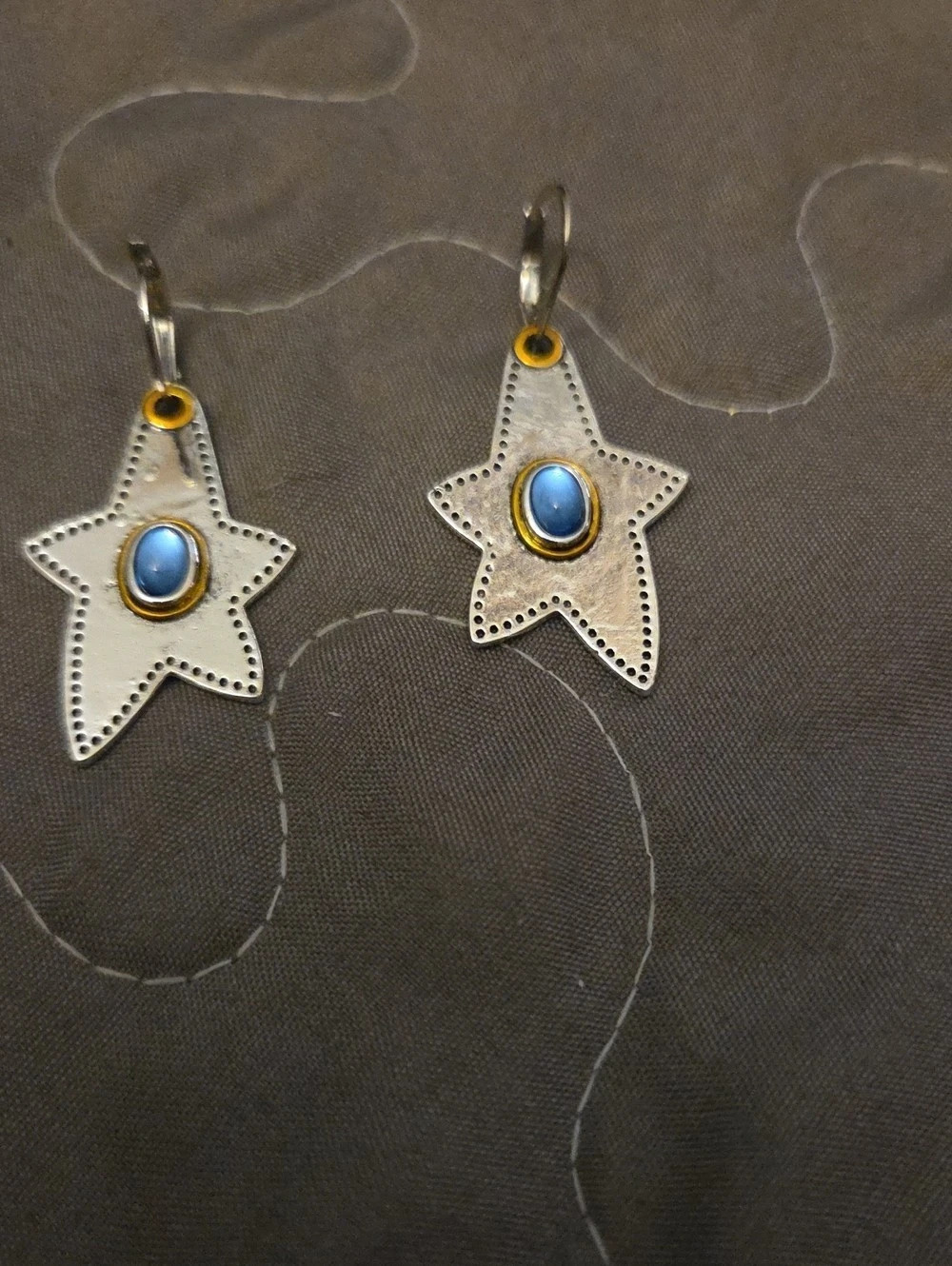 Star Drop Earrings in Silver & Blue